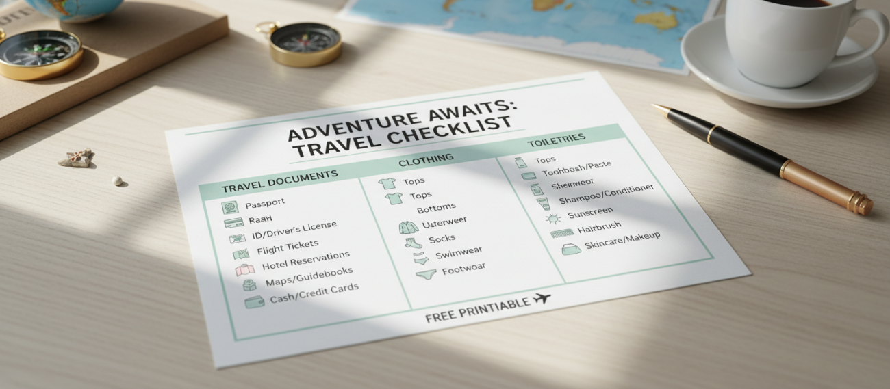 travel checklist free printable